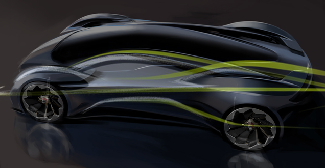 Merged 2014 DP-100 design sketch with AM-RB 100 outline sketch, slightly stretched